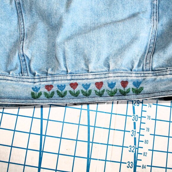 Vintage 80s Faded Painted Girls Jean Jacket, MANDY, Size 10 - Picture 6 of 11